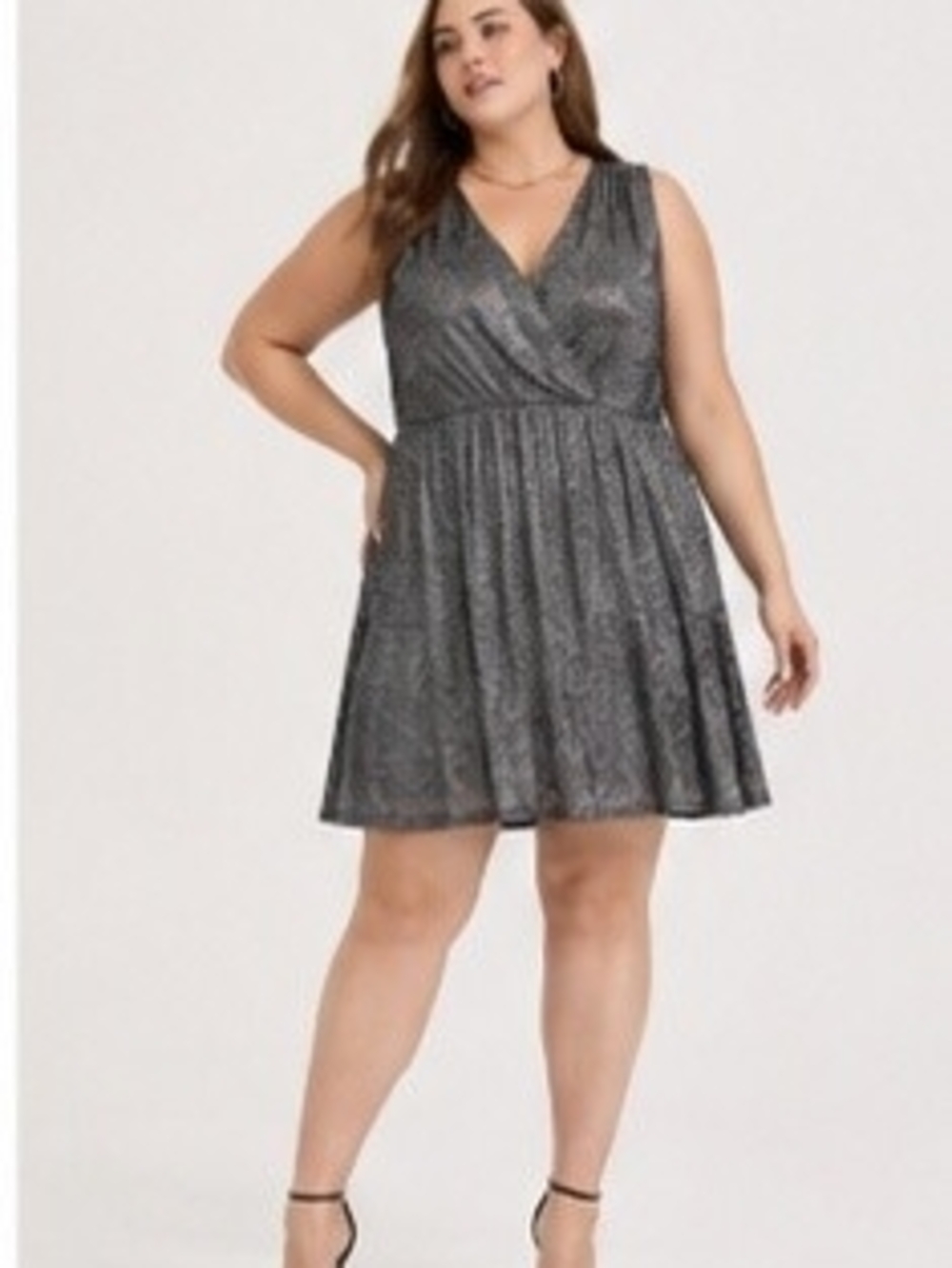 torrid Black Silver Sparkle V-Neck Mini Dress
